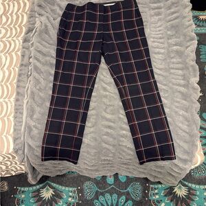 Ann Taylor Black and Red Checkered Cropped Pants